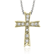 ZP151 Cross Pendant in 14k Gold with Diamonds