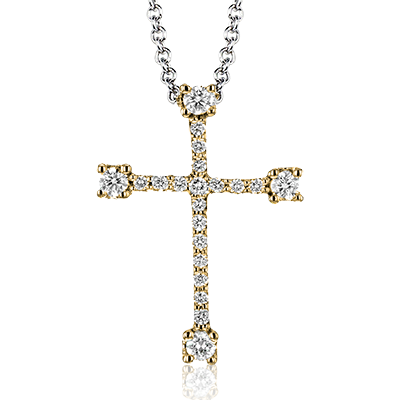 ZP903 Cross Pendant in 14k Gold with Diamonds