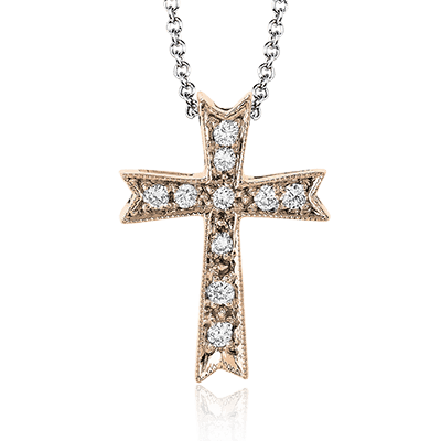 ZP151 Cross Pendant in 14k Gold with Diamonds