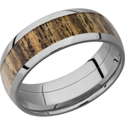 Titanium 8mm domed band with an inlay of Bocote hardwood