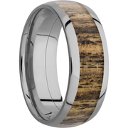 Titanium 8mm domed band with an inlay of Bocote hardwood