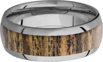 Titanium 8mm domed band with an inlay of Bocote hardwood