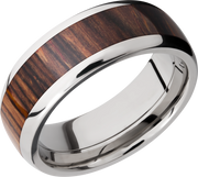 Titanium 8mm domed band with an inlay of Natcoco hardwood