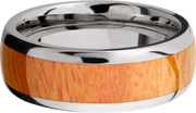 Titanium 8mm domed band with an inlay of Osage Orange hardwood