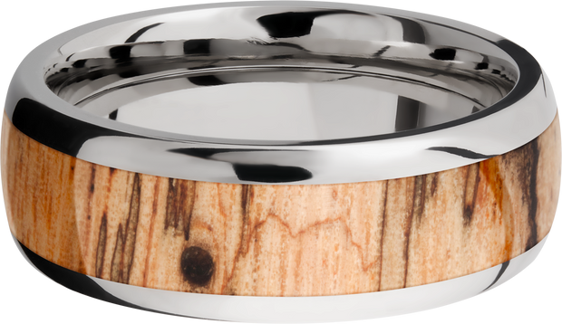 Titanium 8mm domed band with an inlay of Padauk hardwood
