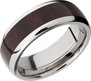 Titanium 8mm domed band with an inlay of Wenge hardwood