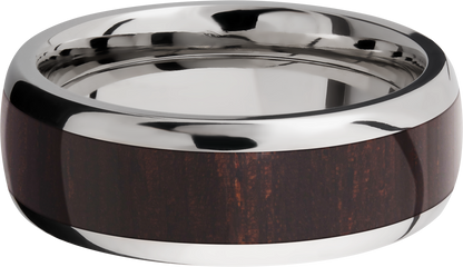 Titanium 8mm domed band with an inlay of Wenge hardwood