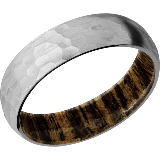 Titanium 6mm domed band with a sleeve of Bocote hardwood