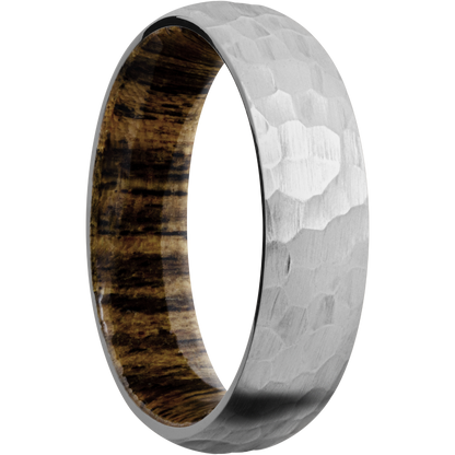 Titanium 6mm domed band with a sleeve of Bocote hardwood