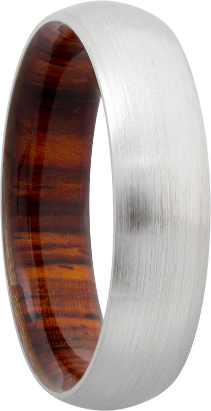 Cobalt chrome 6mm domed band with a hardwood sleeve of Desert Ironwood