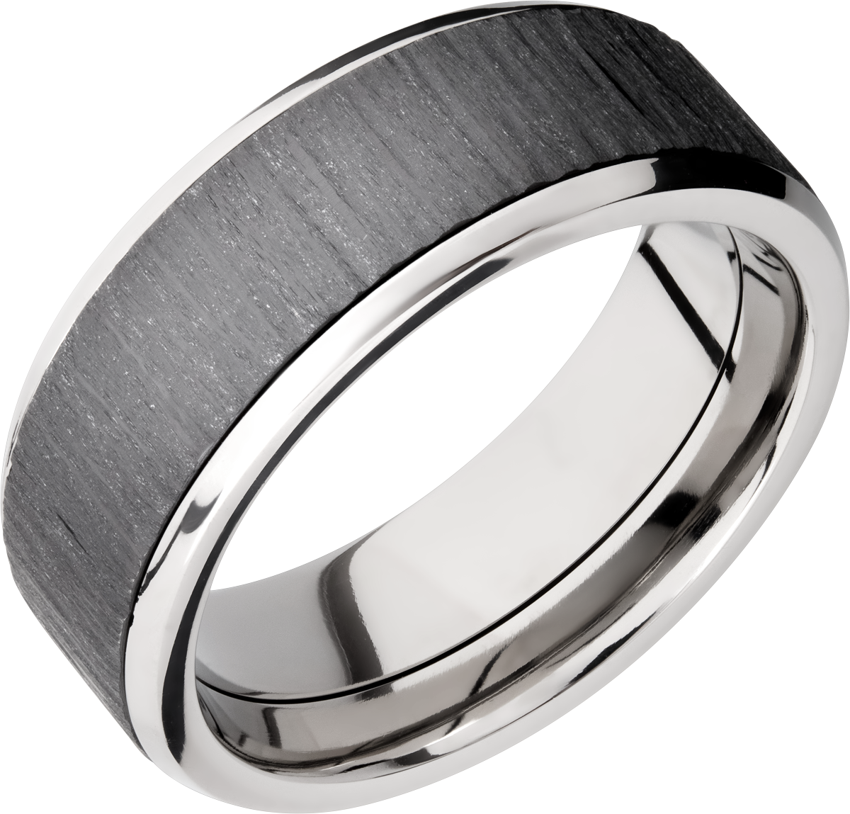 titanium 8mm beveled band with an inlay of zirconium