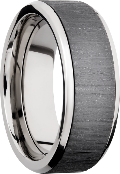 Titanium 8mm beveled band with an inlay of Zirconium