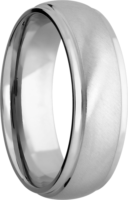 Platinum 7mm domed band with grooved edges