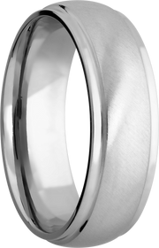 Platinum 7mm domed band with grooved edges