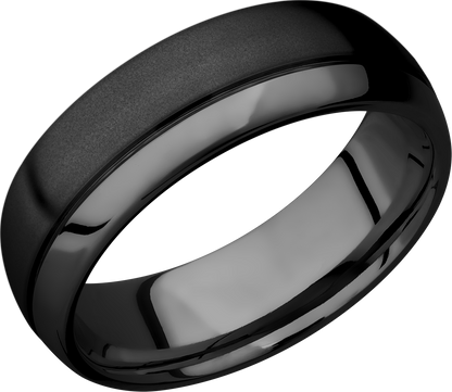 Zirconium 7mm domed band with an off center .5mm groove