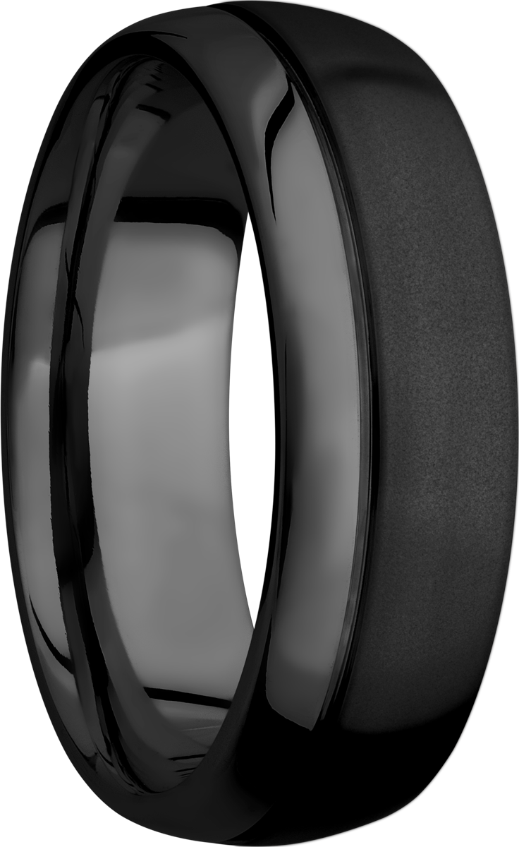 zirconium 7mm domed band with an off center .5mm groove