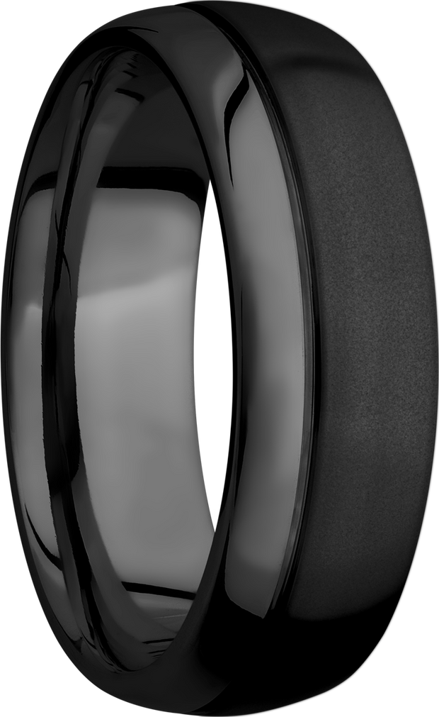 Zirconium 7mm domed band with an off center .5mm groove