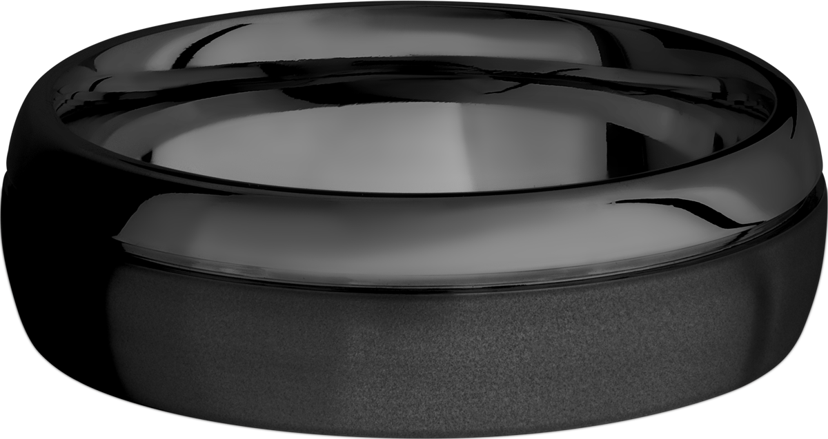 zirconium 7mm domed band with an off center .5mm groove