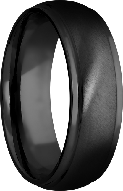 Zirconium 7mm domed band with grooved edges