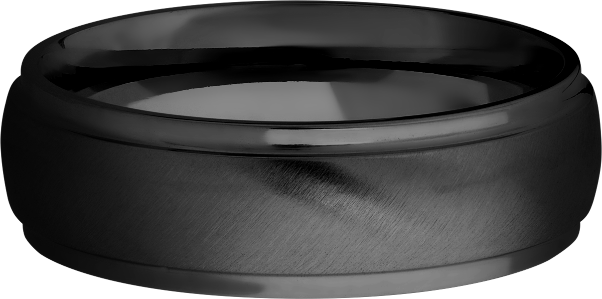 zirconium 7mm domed band with grooved edges