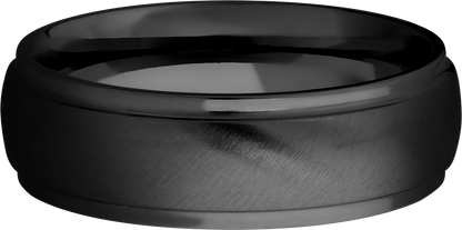 Zirconium 7mm domed band with grooved edges