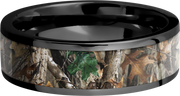 Zirconium 6mm flat band with a 5mm inlay of Realtree Timber Camo
