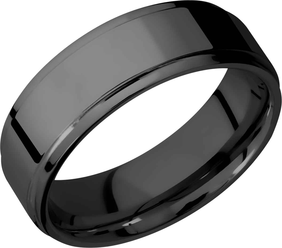 zirconium 7mm flat band with grooved edges