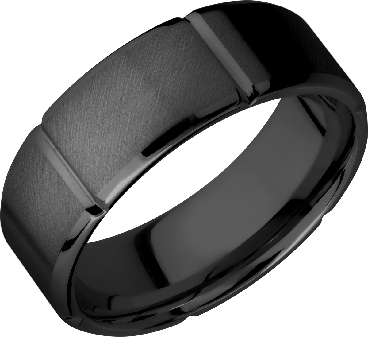 zirconium 8mm beveled band with 6 segmented sections