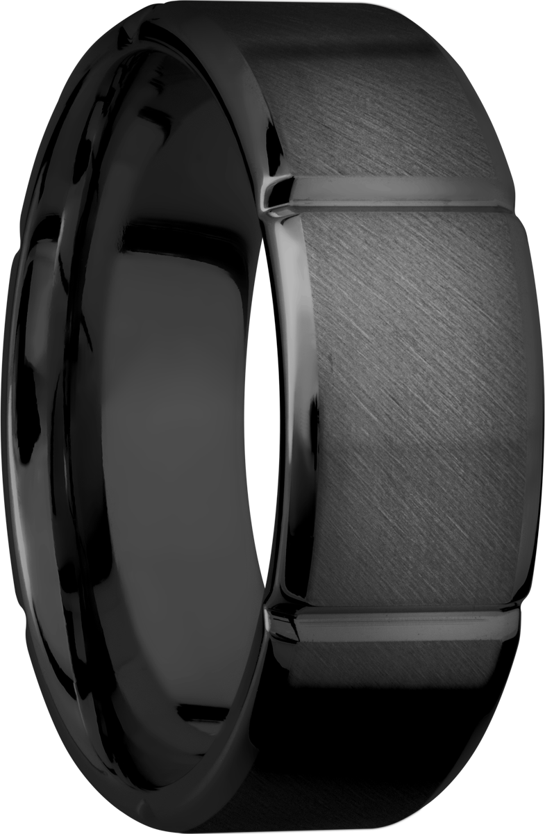 zirconium 8mm beveled band with 6 segmented sections