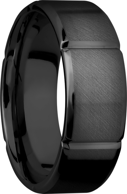 Zirconium 8mm beveled band with 6 segmented sections