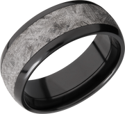 Zirconium 8mm domed band with an inlay of authentic Gibeon Meteorite