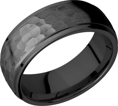 Zirconium 8mm domed band with grooved edges