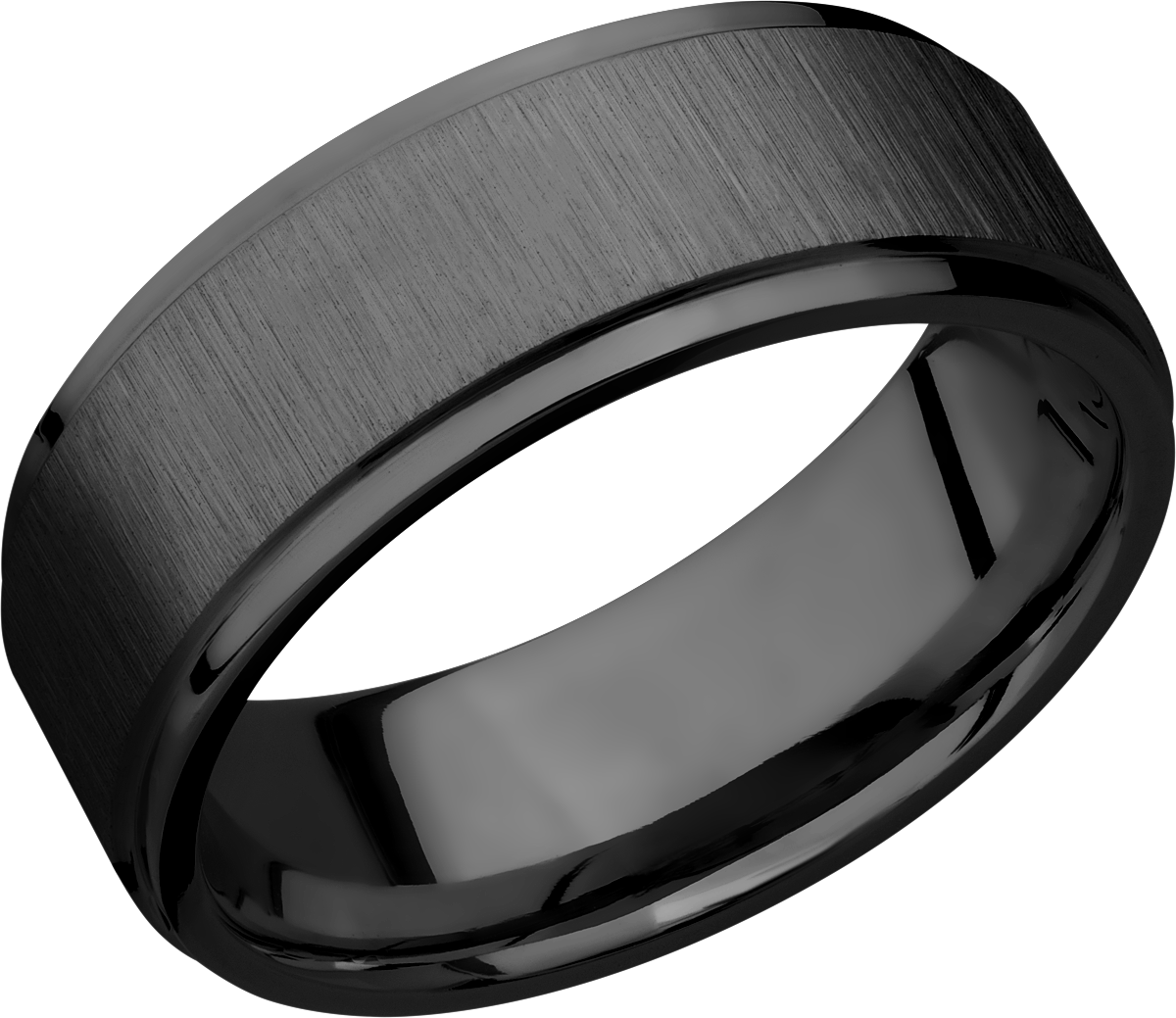 zirconium 8mm flat band with grooved edges