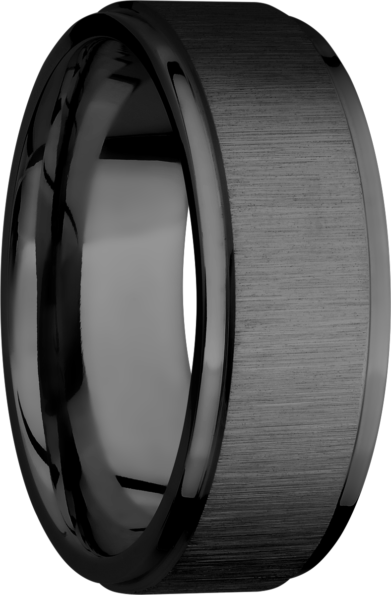 zirconium 8mm flat band with grooved edges