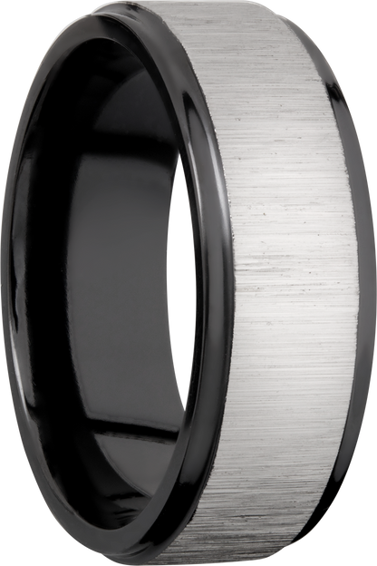 Zirconium 8mm flat band with grooved edges