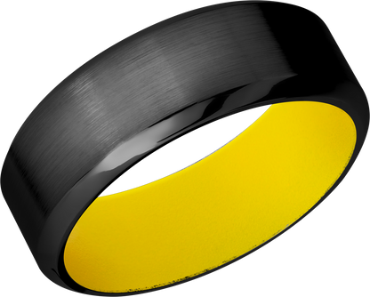 Zirconium 8mm band with a yellow Cerakote sleeve