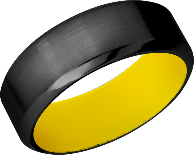 Zirconium 8mm band with a yellow Cerakote sleeve