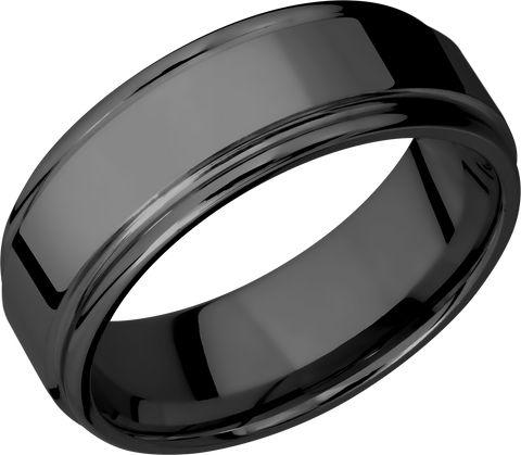 Zirconium 8mm flat band with slightly rounded edges