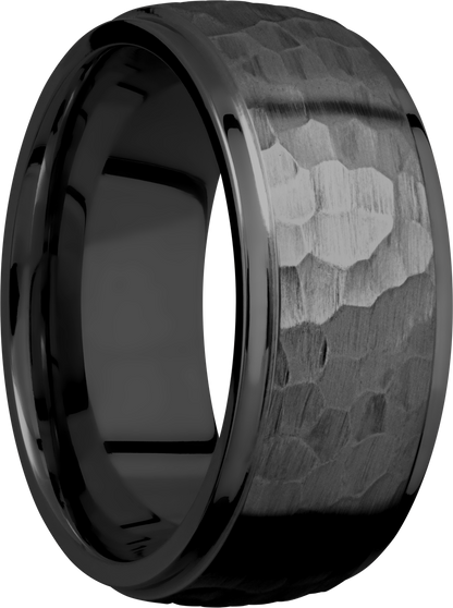 Zirconium 9mm domed band with grooved edges