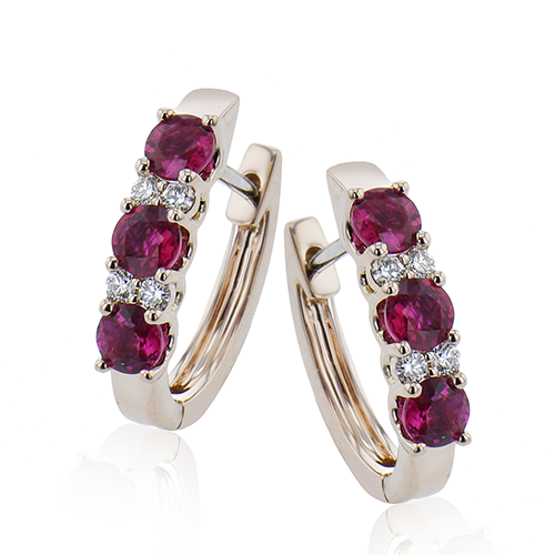 ZE728-R Color Earring in 14k Gold with Diamonds