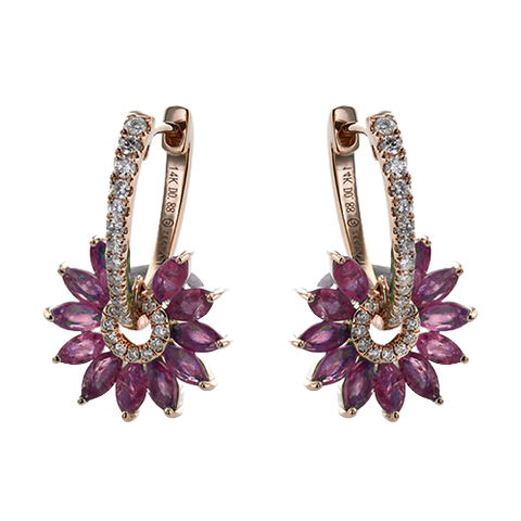 ZE859-R Color Earring in 14k Gold with Diamonds