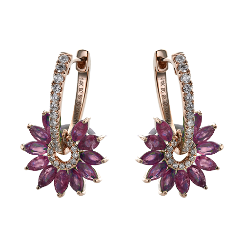 ZE859-R Color Earring in 14k Gold with Diamonds