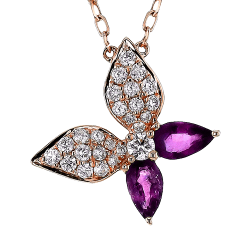 ZP1272-R Color Pendant in 14k Gold with Diamonds