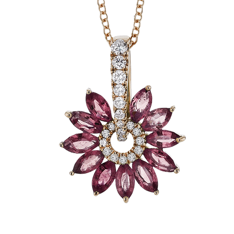 ZP1275-R Color Pendant in 14k Gold with Diamonds