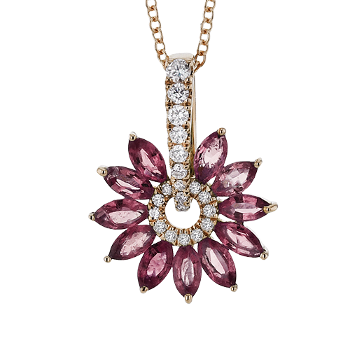 ZP1275-R Color Pendant in 14k Gold with Diamonds