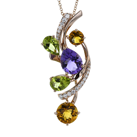 ZP1294 Color Pendant in 14k Gold with Diamonds