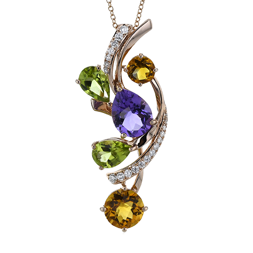 ZP1294 Color Pendant in 14k Gold with Diamonds