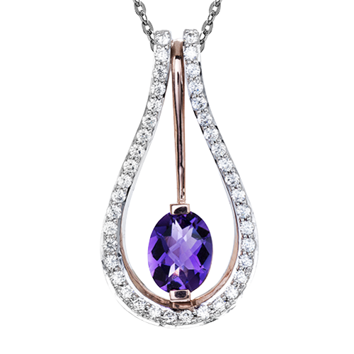 ZP242 Color Pendant in 14k Gold with Diamonds