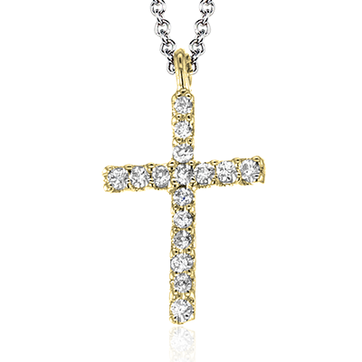 ZP862 Cross Pendant in 14k Gold with Diamonds