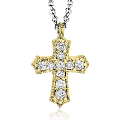 ZP863 Cross Pendant in 14k Gold with Diamonds